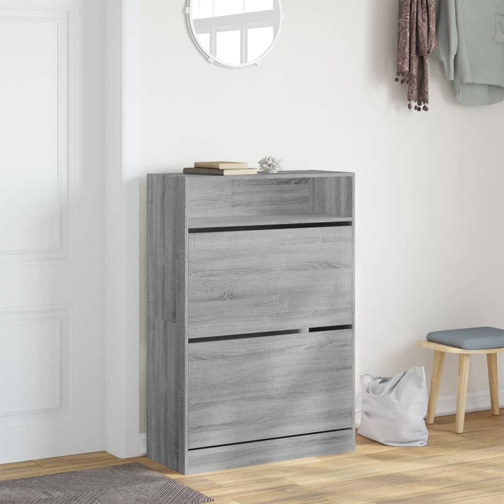 vidaXL Shoe Cabinet with 2 Flip-Drawers Grey Sonoma 80x34x116 cm