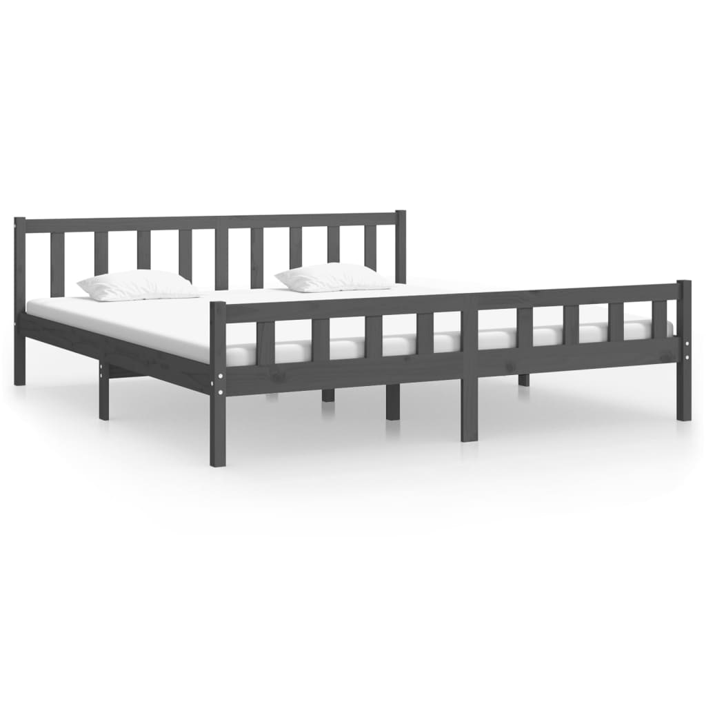 vidaXL Bed Frame without Mattress Grey Solid Wood 160x200 cm