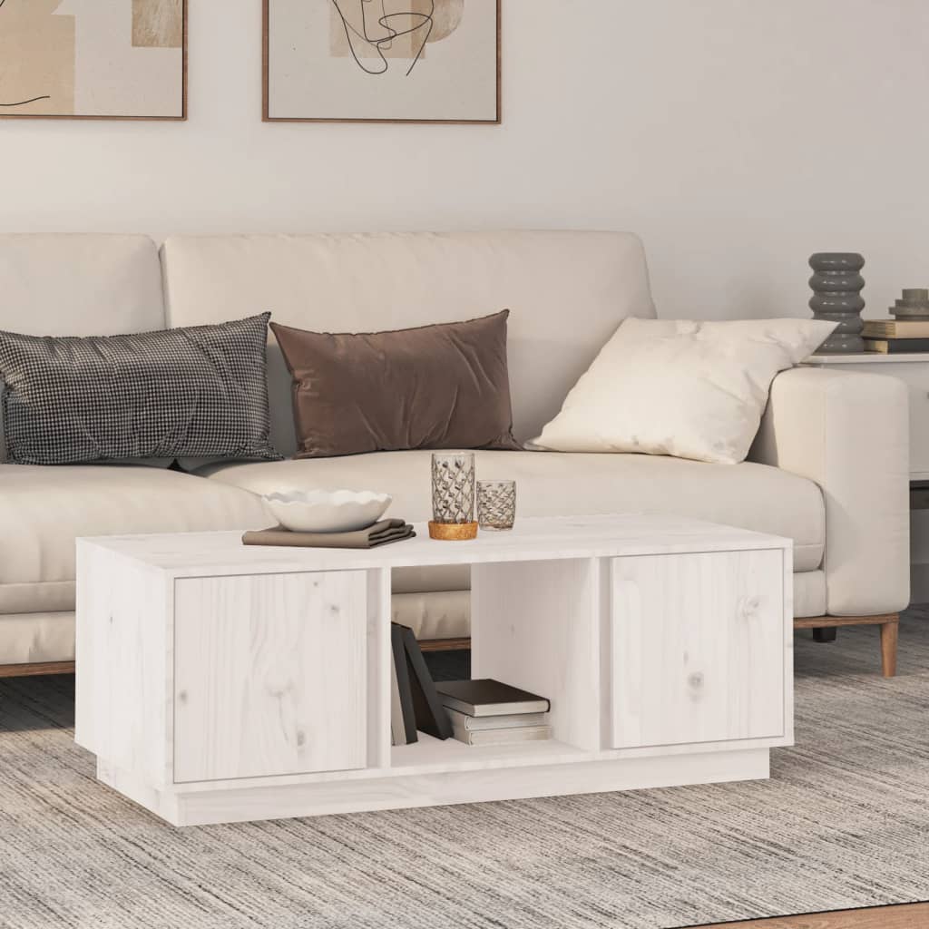 vidaXL Coffee Table White 110x50x40 cm Solid Wood Pine