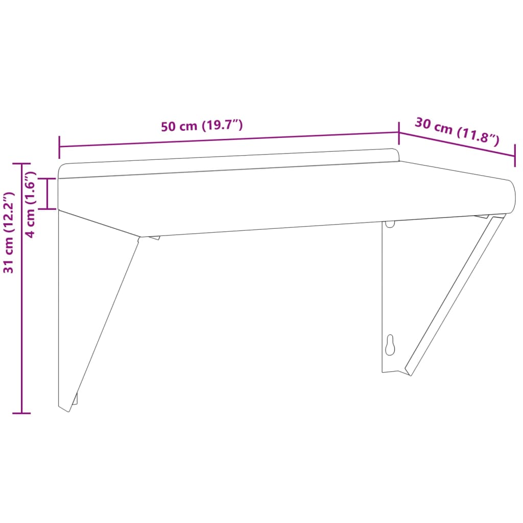 vidaXL Wall Shelf 50x30x31 cm Silver Stainless Steel