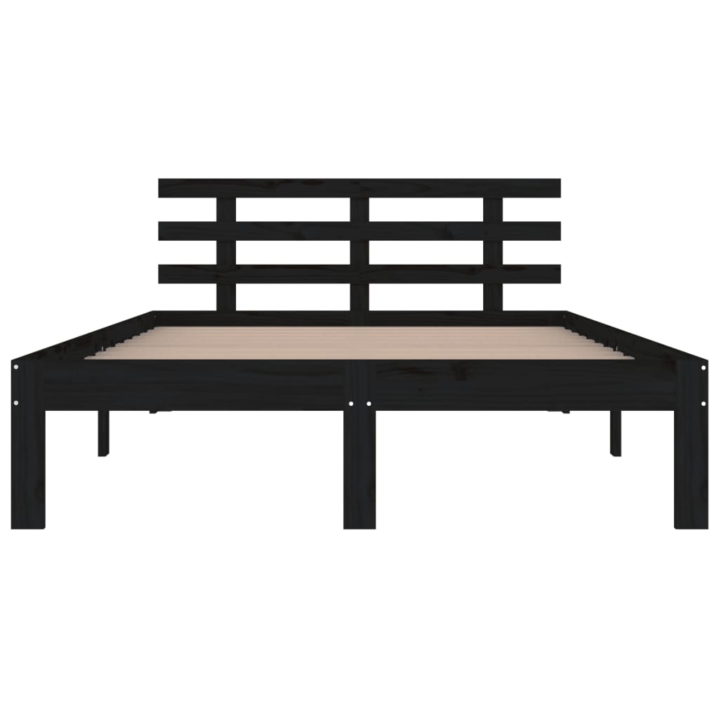 vidaXL Bed Frame without Mattress Black Solid Wood 200x200 cm