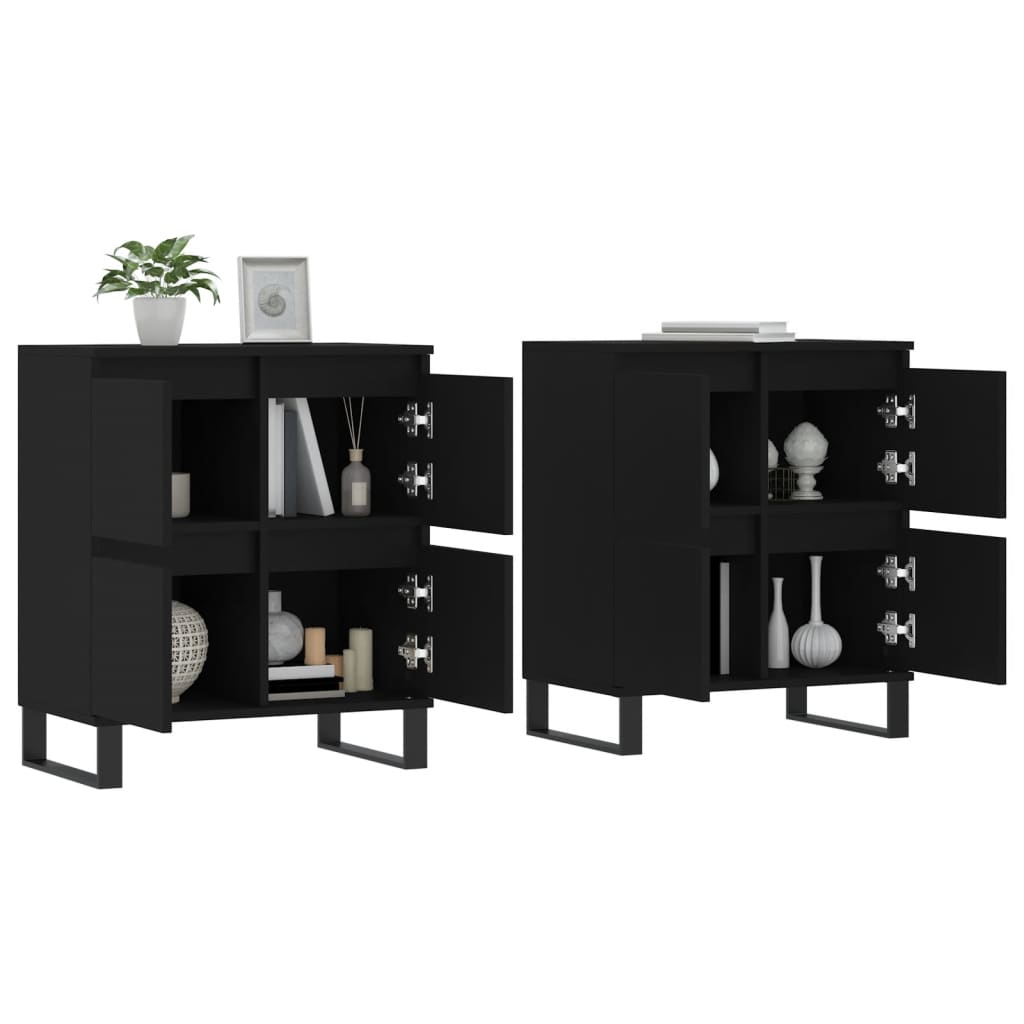 vidaXL Sideboards 2 pcs Black Engineered Wood