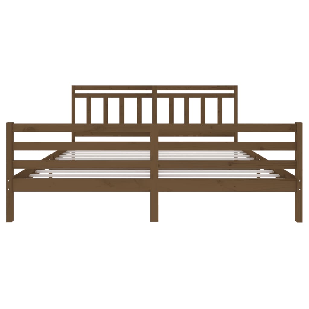 vidaXL Bed Frame without Mattress Honey Brown Solid Wood 200x200 cm (810453+814117)