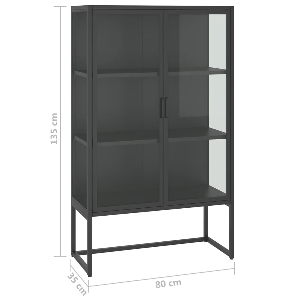 vidaXL Highboard Anthracite 80x35x135 cm Steel and Tempered Glass