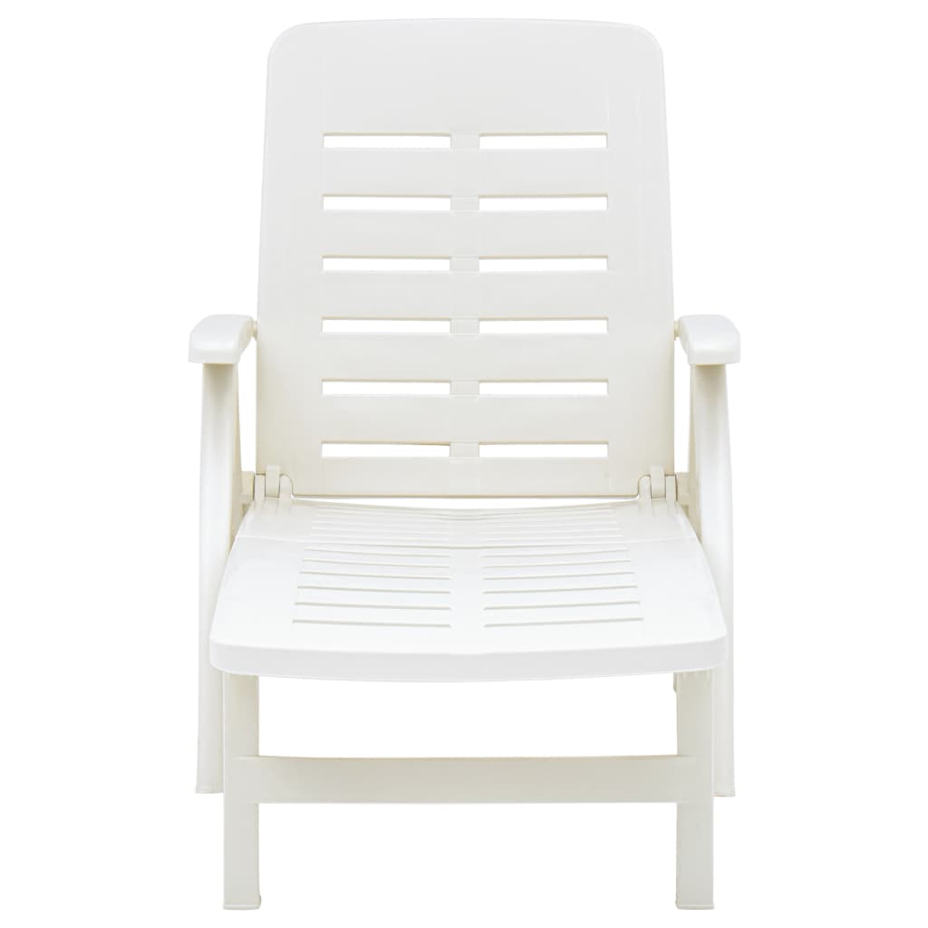 vidaXL Folding Sun Lounger Plastic White