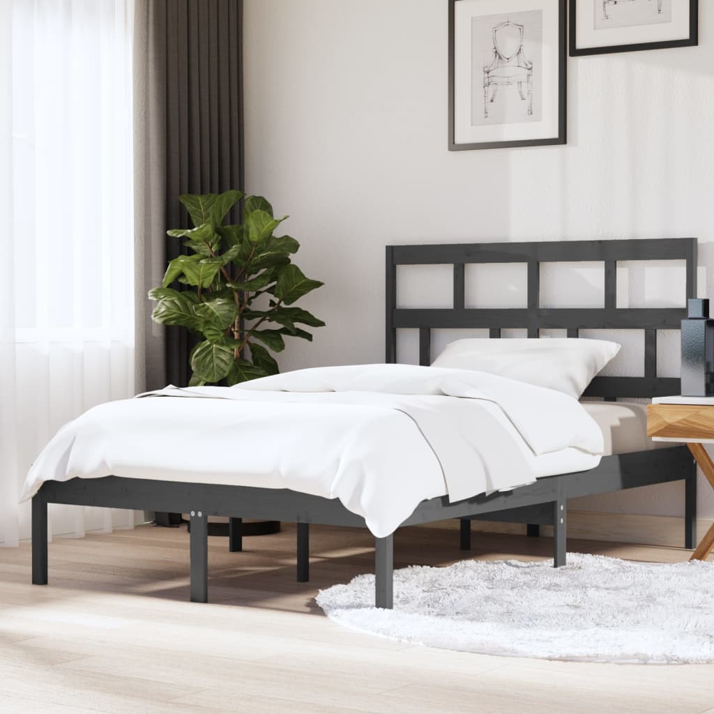 vidaXL Bed Frame without Mattress Grey King Size Solid Wood