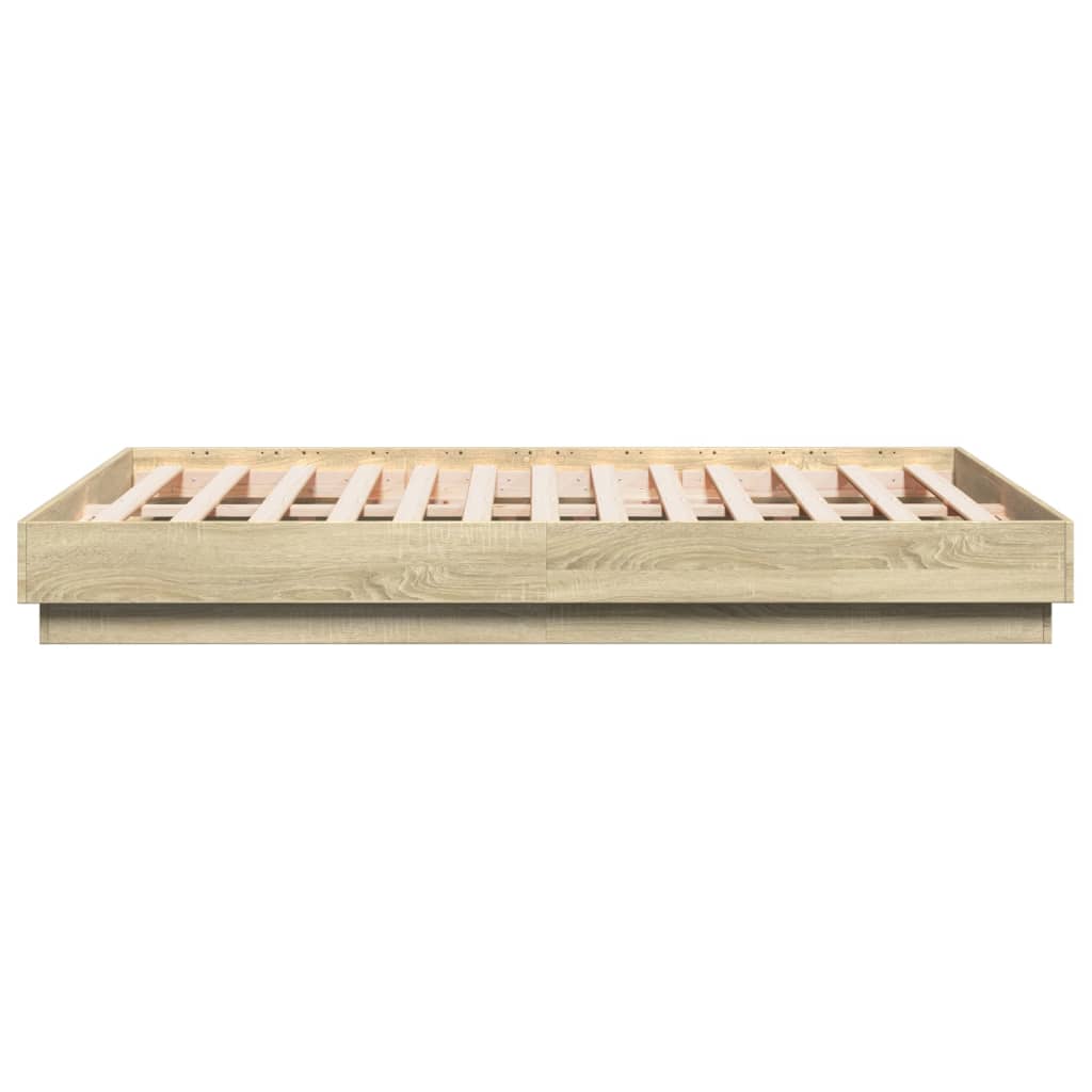 vidaXL Bed Frame with LED without Mattress Sonoma Oak 120x190 cm Small Double