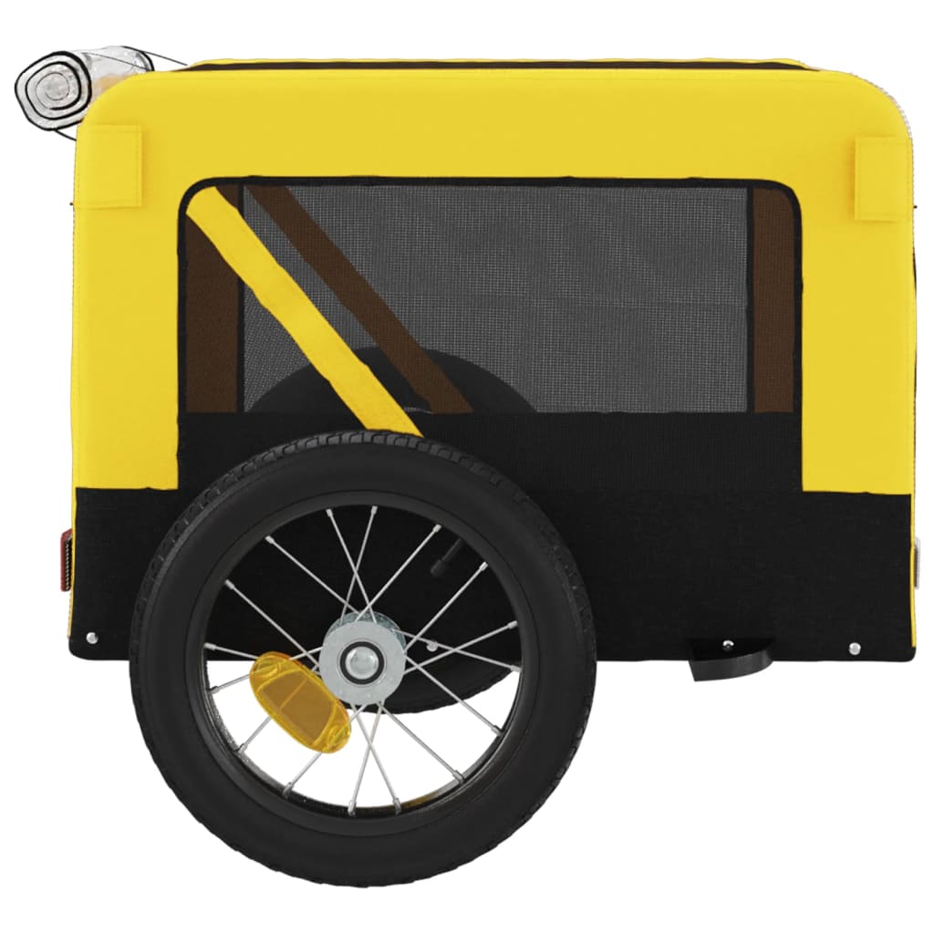 vidaXL Pet Bike Trailer Yellow and Black Oxford Fabric&Iron