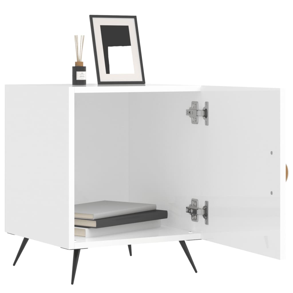 vidaXL Bedside Cabinet High Gloss White 40x40x50 cm Engineered Wood