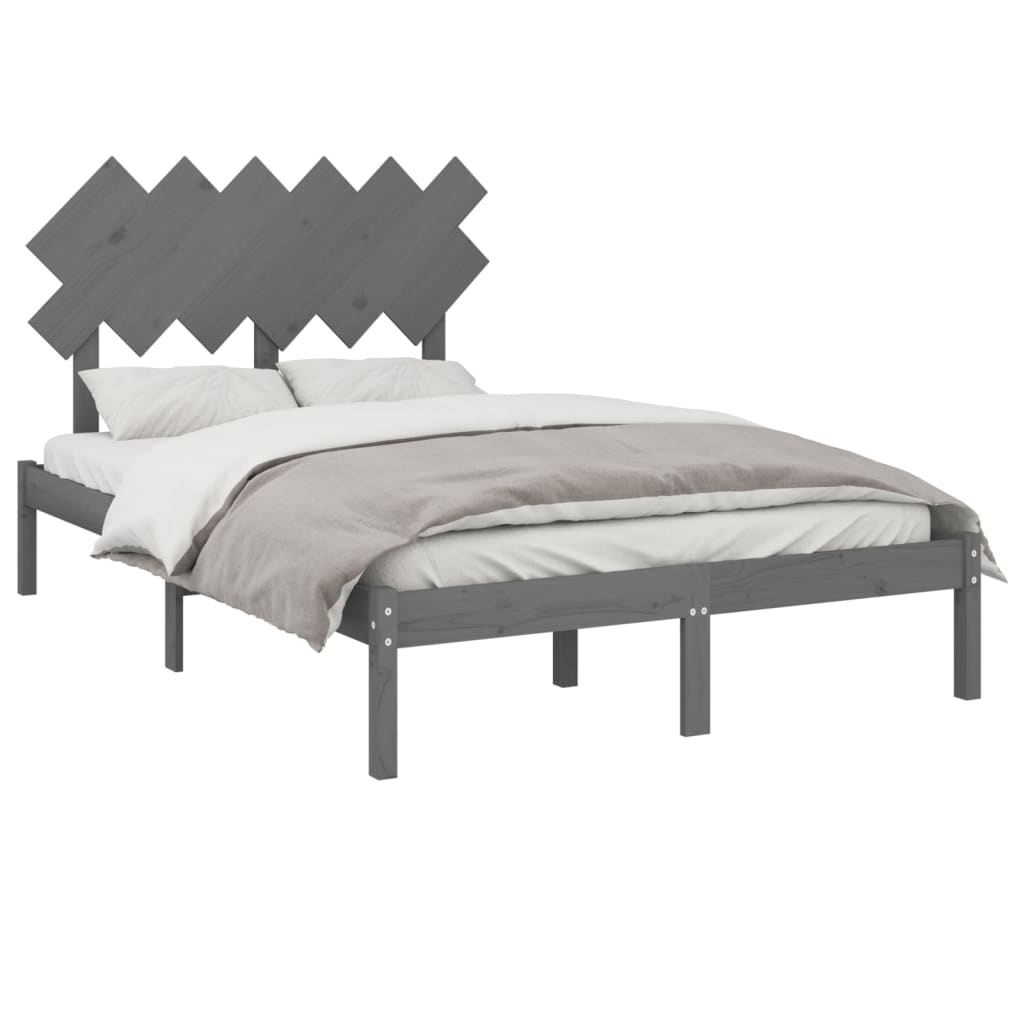 vidaXL Bed Frame without Mattress Grey 135x190 cm Double Solid Wood