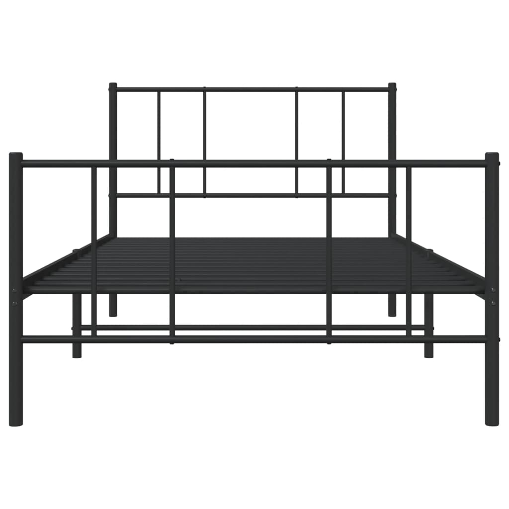 vidaXL Metal Bed Frame without Mattress with Footboard Black 100x190 cm