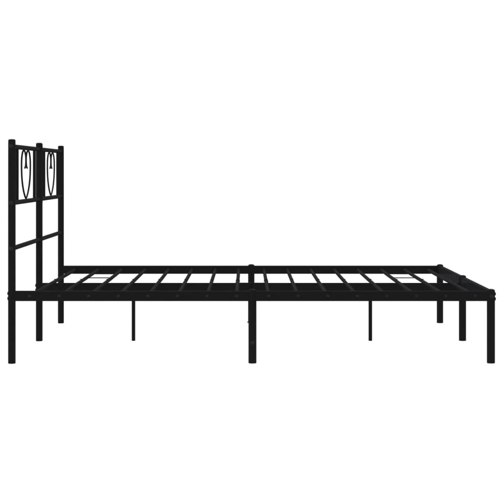 vidaXL Metal Bed Frame without Mattress with Headboard Black 140x200 cm