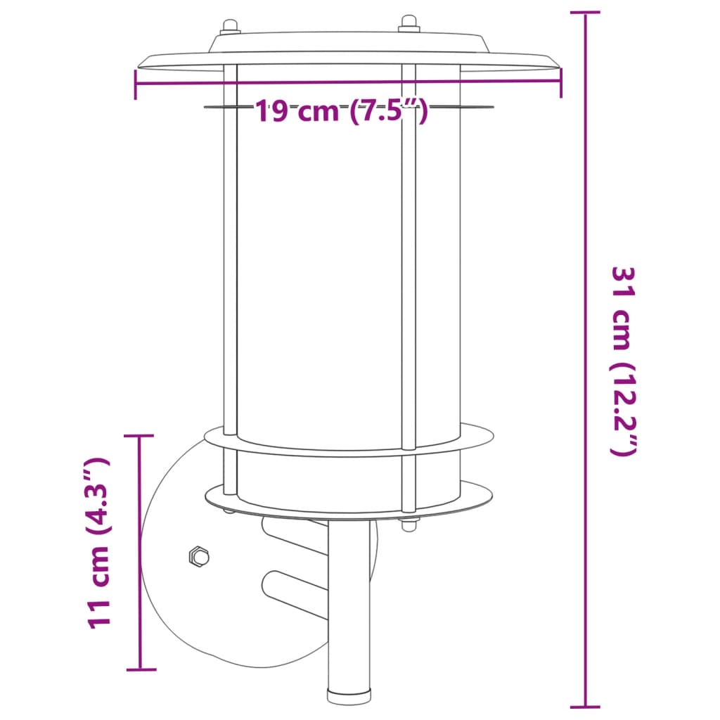 vidaXL Outdoor Wall Light Black Stainless Steel