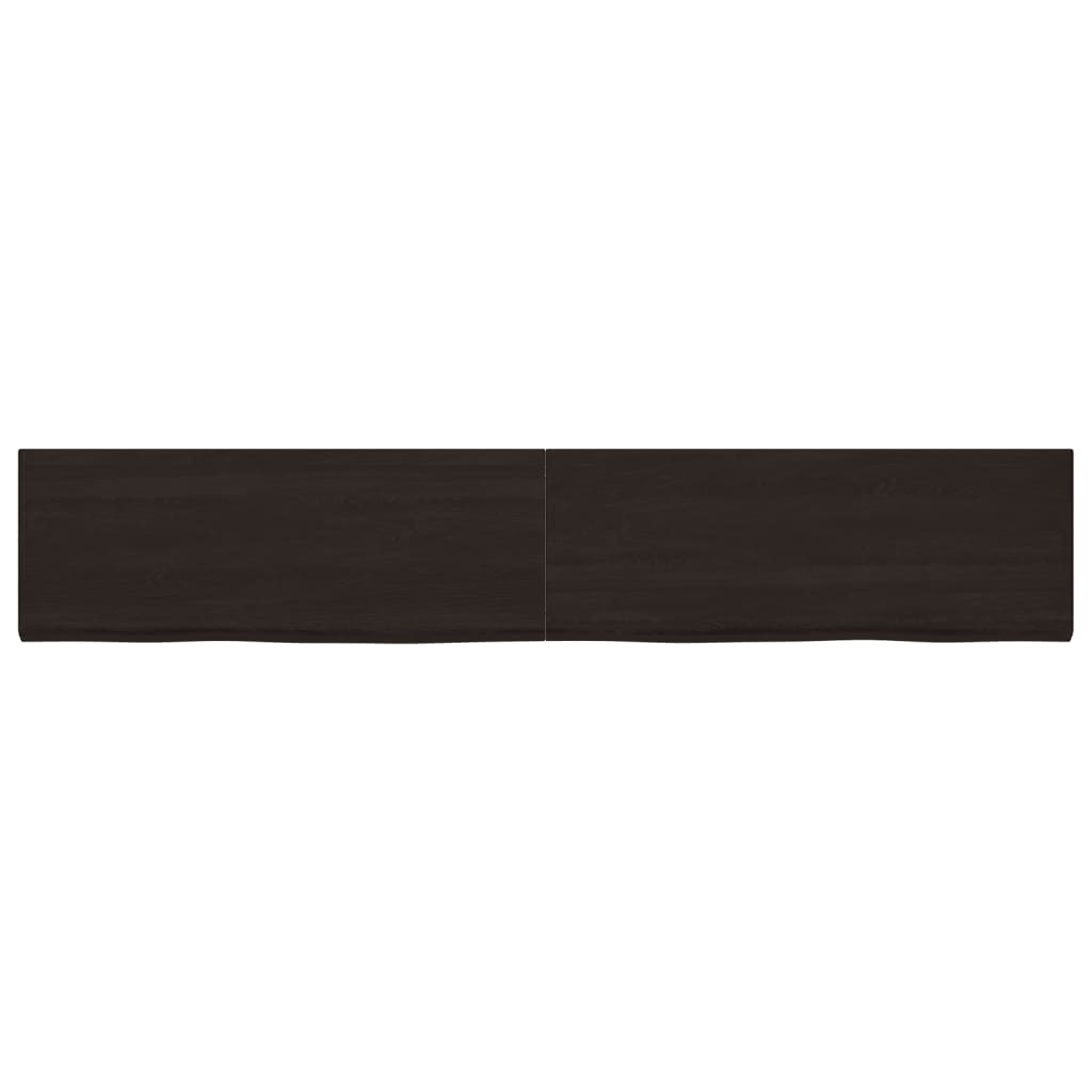 vidaXL Table Top Dark Brown 220x40x(2-4) cm Treated Solid Wood Oak