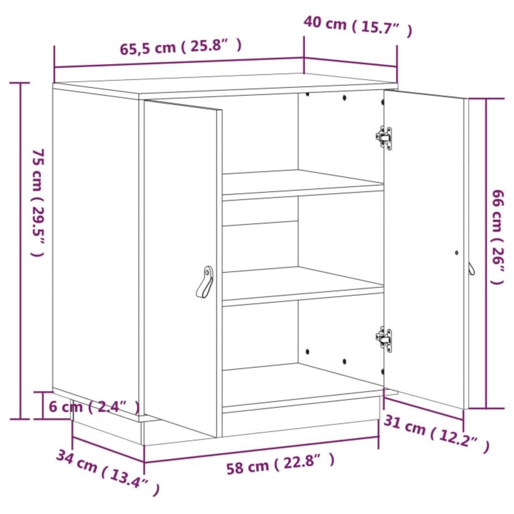 vidaXL Sideboard Grey 65,5x40x75 cm Solid Wood Pine