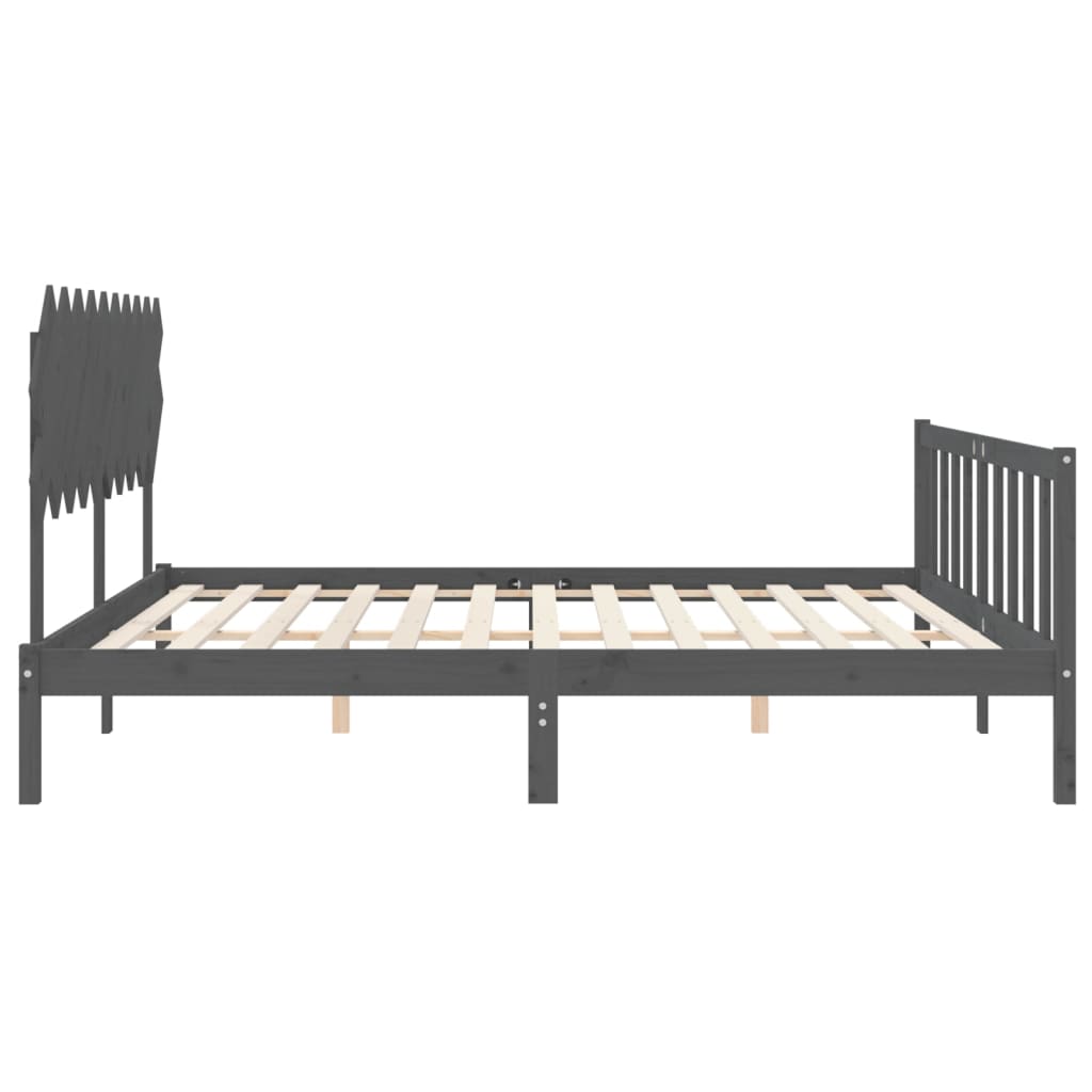 vidaXL Bed Frame without Mattress Grey 200x200 cm Solid Wood Pine