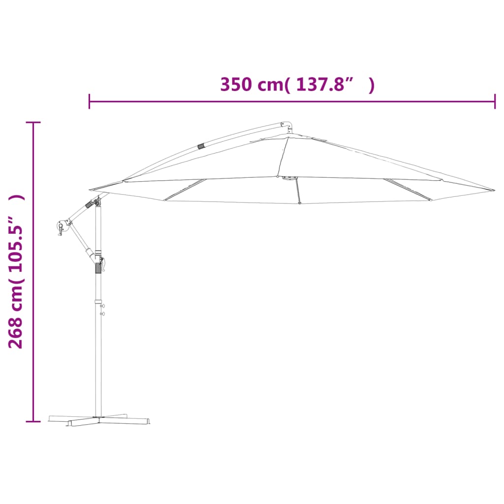 vidaXL Cantilever Garden Parasol with Aluminium Pole 350 cm Terracotta