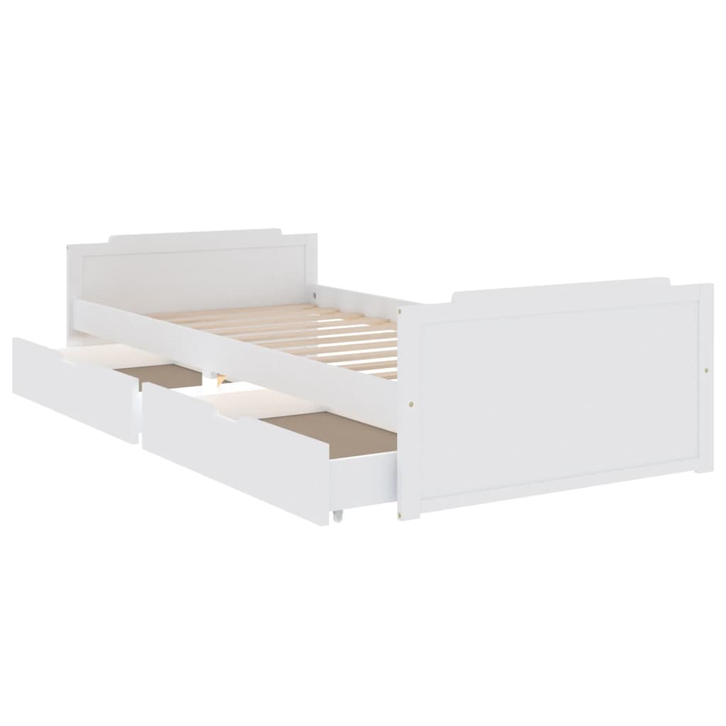 vidaXL Bed Frame without Mattress White Solid Wood Pine 90x200 cm