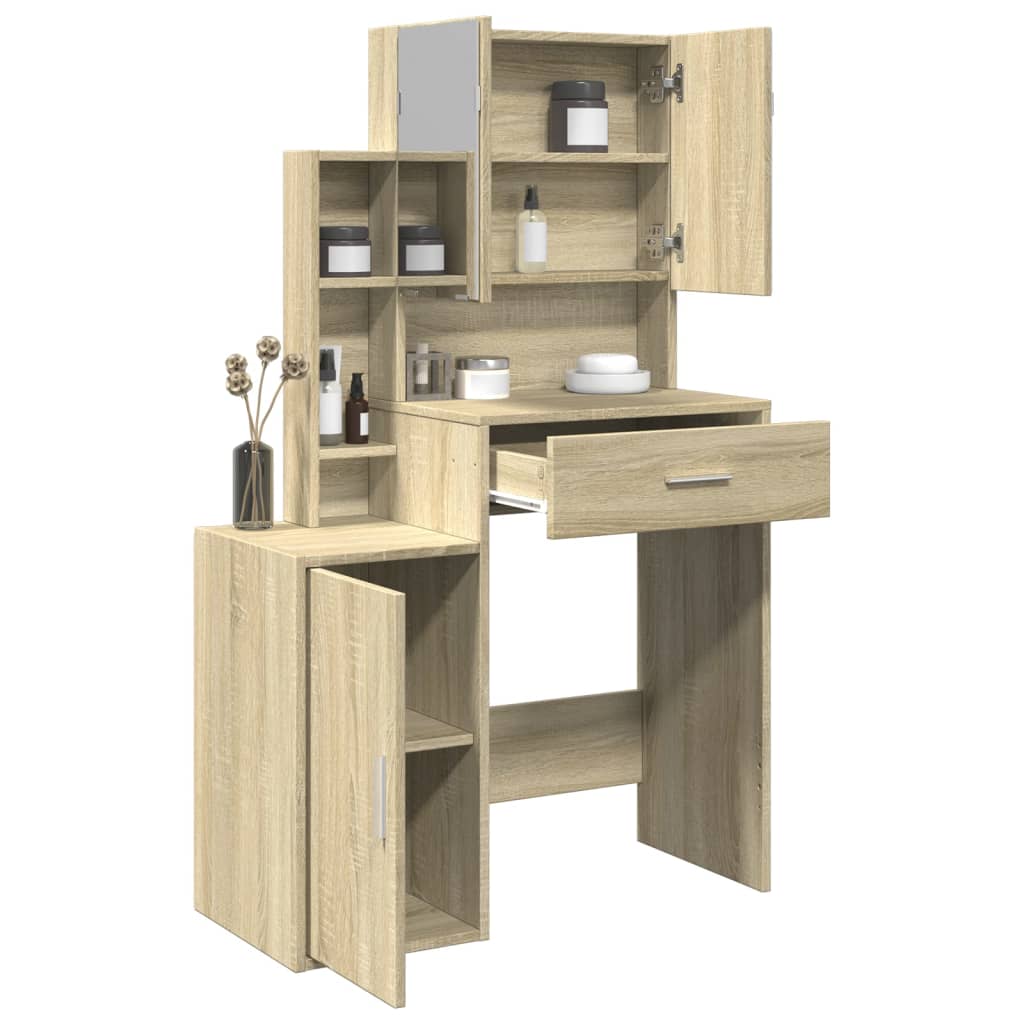 vidaXL Dressing Table with Cabinet Sonoma Oak 80x35x132 cm