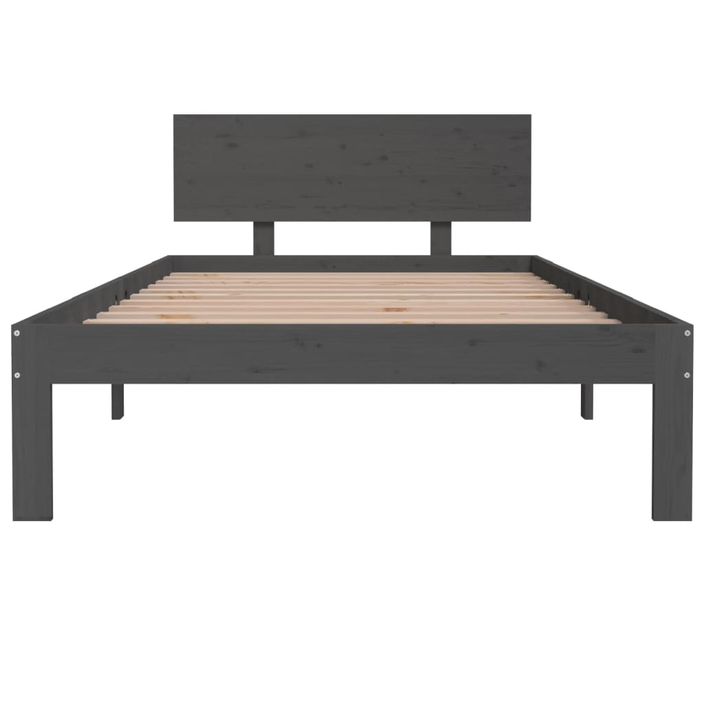 vidaXL Bed Frame without Mattress Grey Solid Wood Pine 100x200 cm