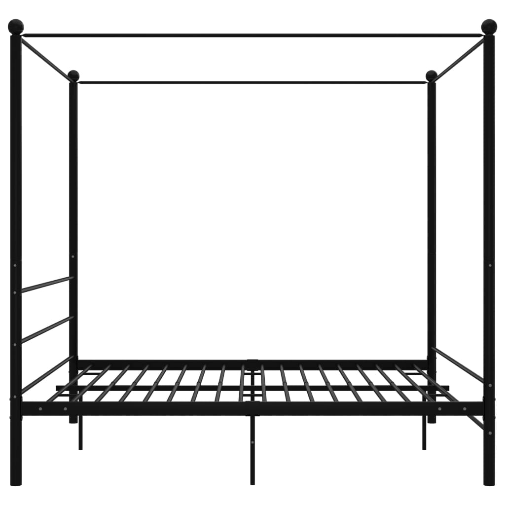 vidaXL Canopy Bed Frame without Mattress Black Metal 180x200 cm Super King