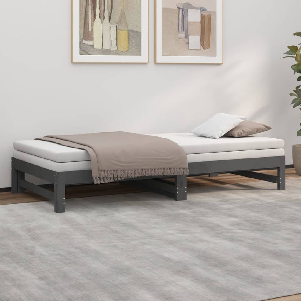 vidaXL Pull-out Day Bed without Mattress Grey 2x(100x200) cm