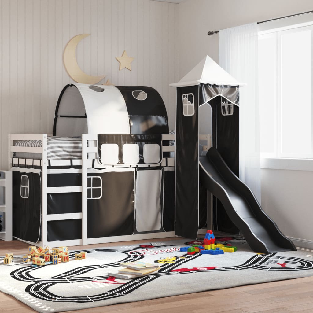 vidaXL Bunk Bed without Mattress with Slide White and Black 80x200 cm