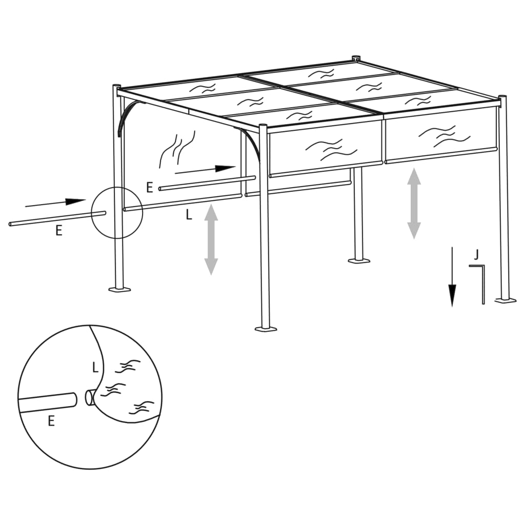 vidaXL Garden Pergola with Retractable Roof 3x3 m Anthracite