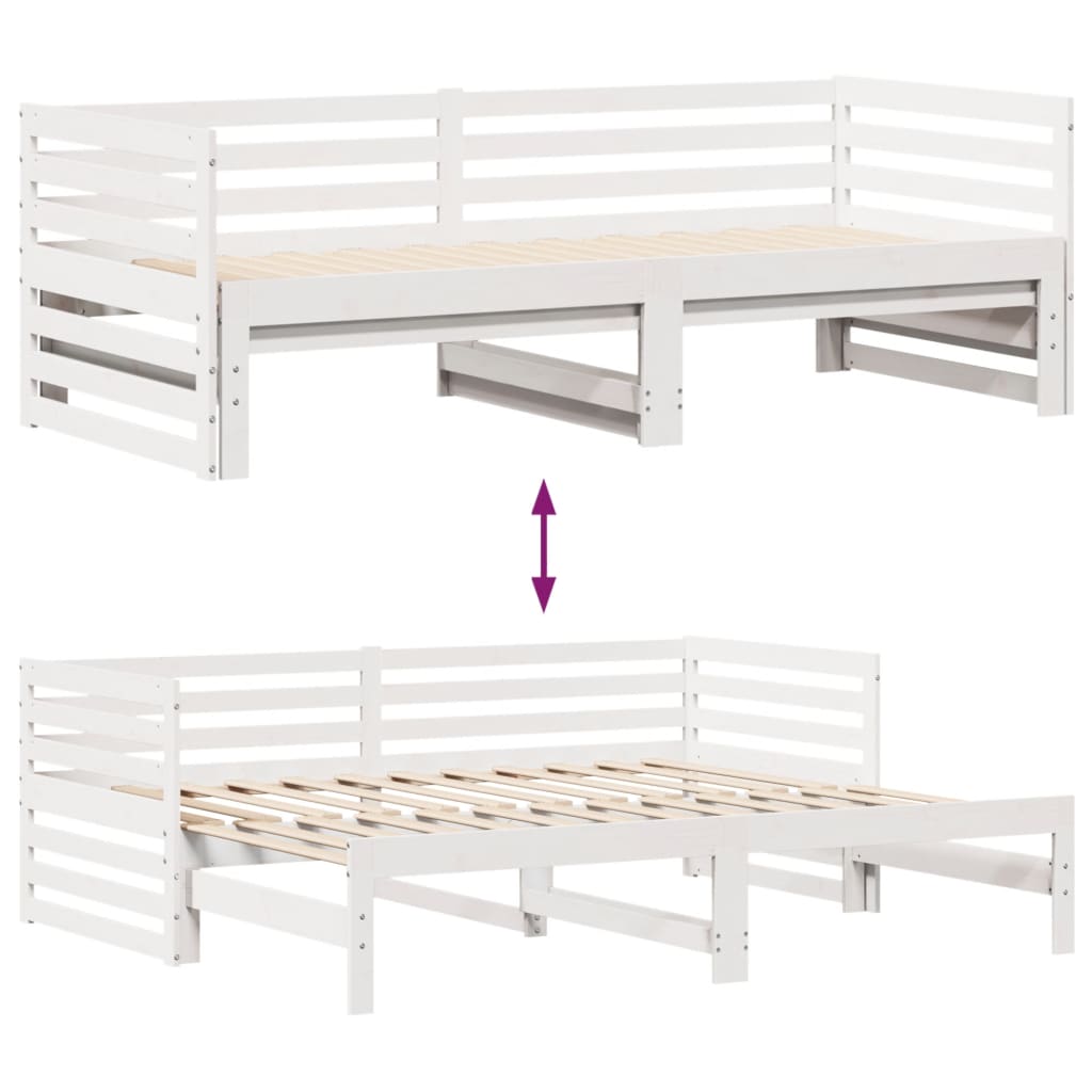 vidaXL Daybed with Drawers without Mattress White 90x200 cm Solid Wood