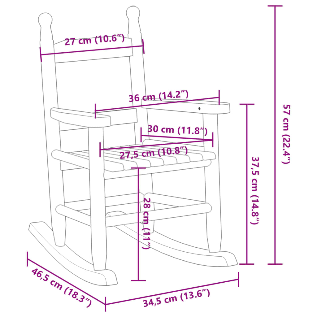 vidaXL Rocking Chair for Children Brown Solid Wood Poplar