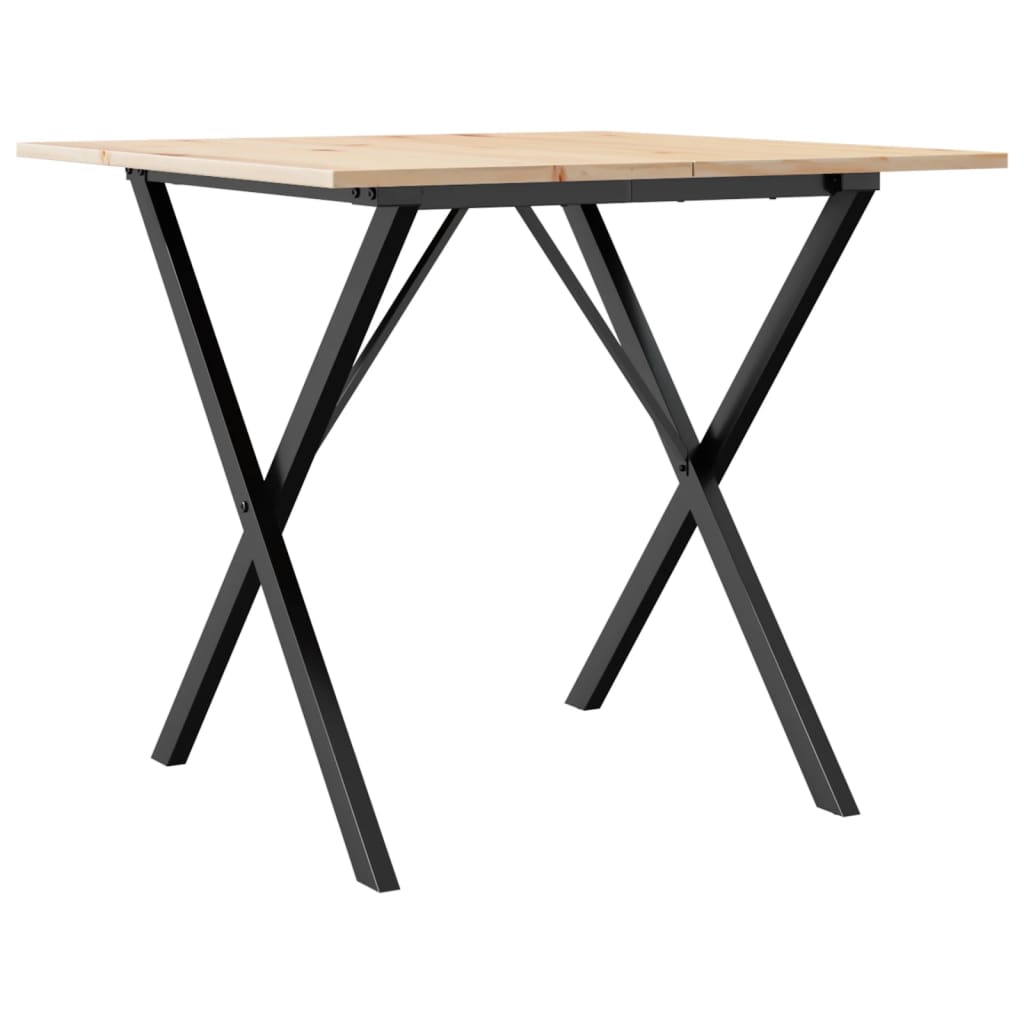 vidaXL Dining Table X-Frame 80x80x75 cm Solid Wood Pine and Cast Iron