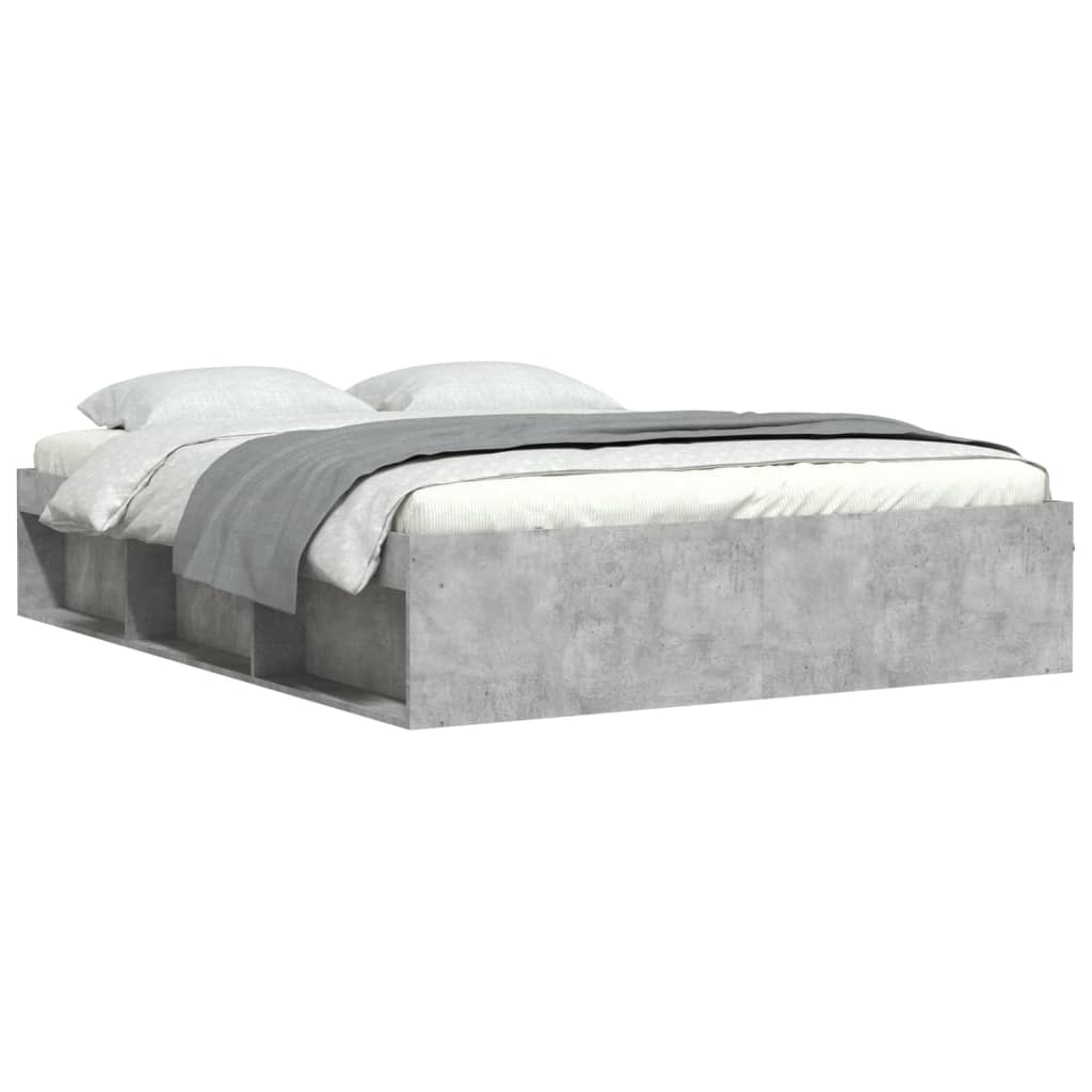 vidaXL Bed Frame without Mattress Concrete Grey 140x190 cm