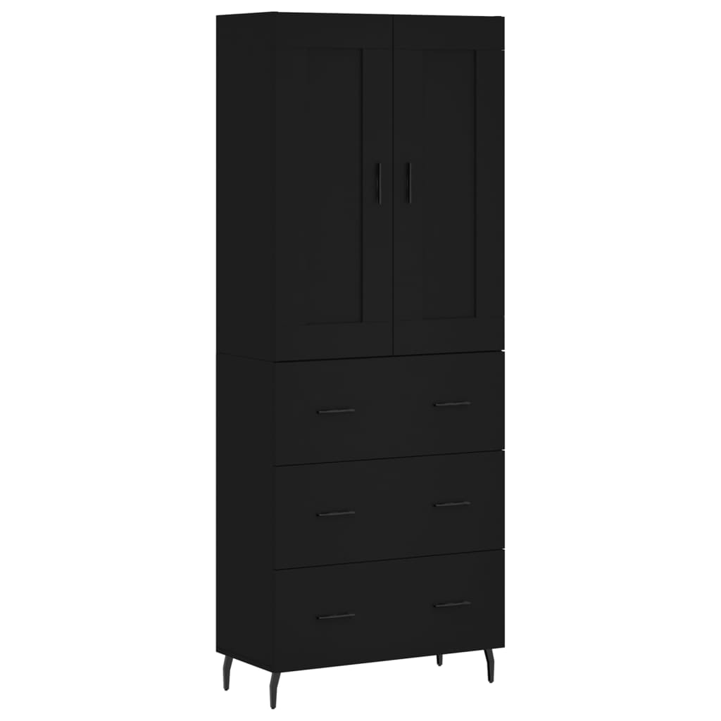 vidaXL Highboard Black 69.5x34x180 cm Engineered Wood