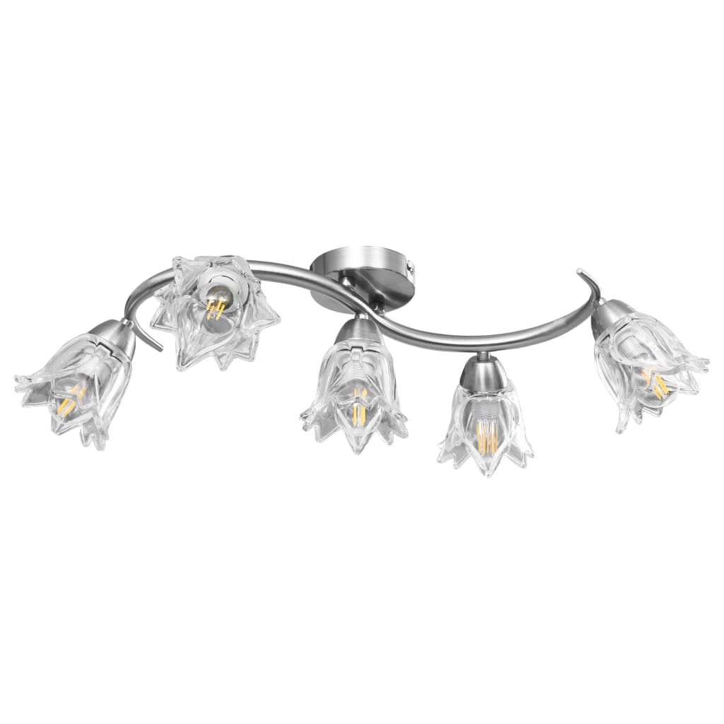 vidaXL Ceiling Lamp with Transparent Glass Shades for 5 E14 Bulbs Tulip