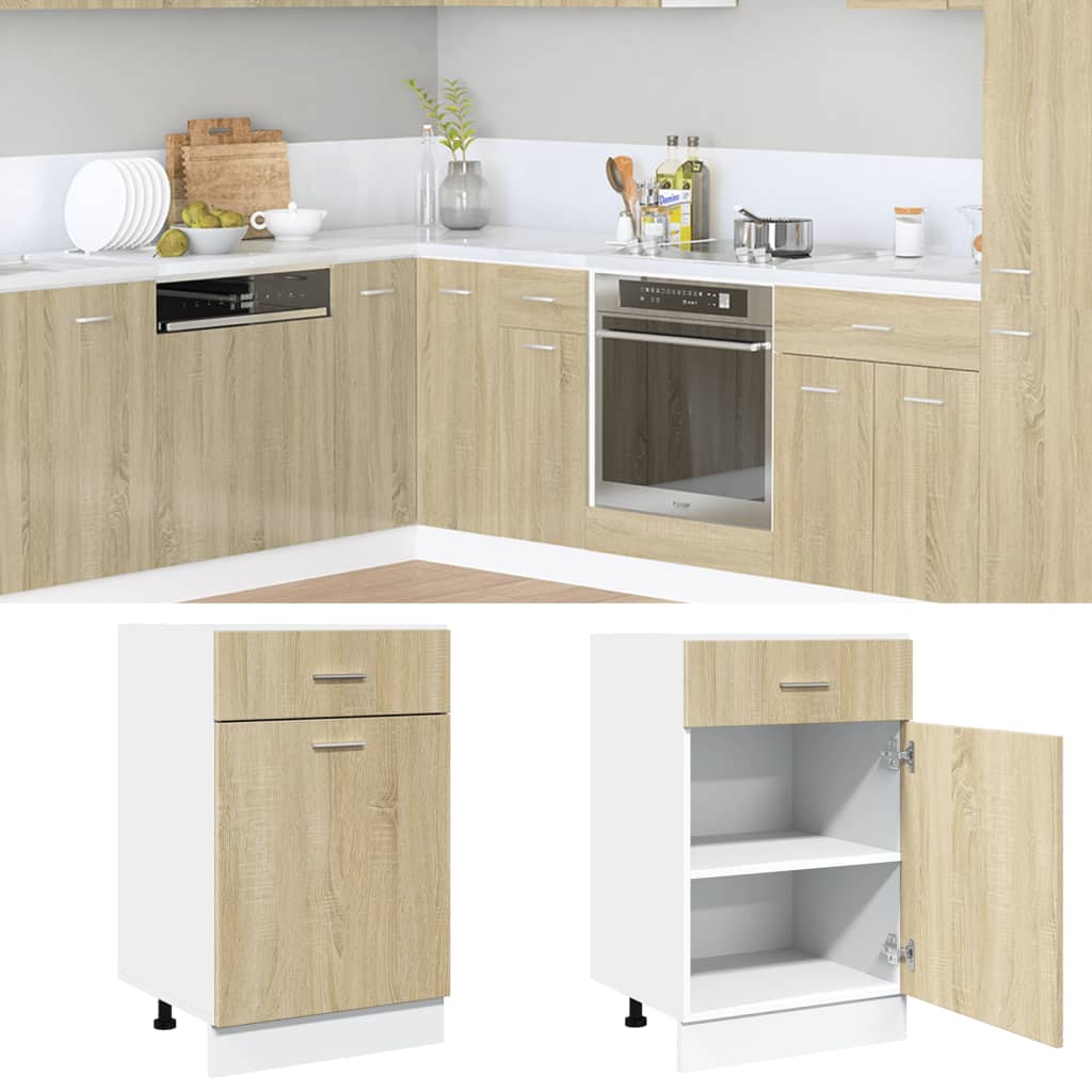 vidaXL Drawer Bottom Cabinet Sonoma Oak 50x46x81.5 cm Engineered Wood