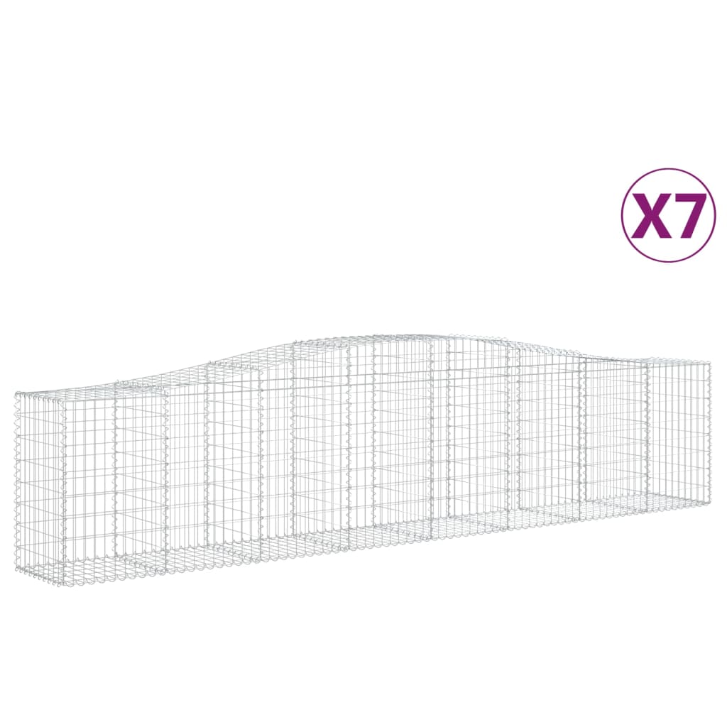 vidaXL Arched Gabion Baskets 7 pcs 400x50x80/100 cm Galvanised Iron