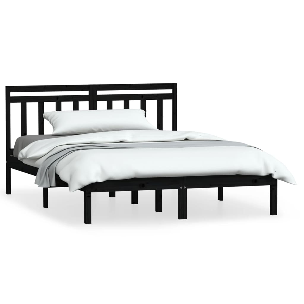 vidaXL Bed Frame without Mattress Black Solid Wood 120x200 cm (810016+814088)