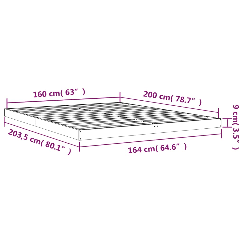 vidaXL Bed Frame without Mattress 160x200 cm Solid Wood Pine