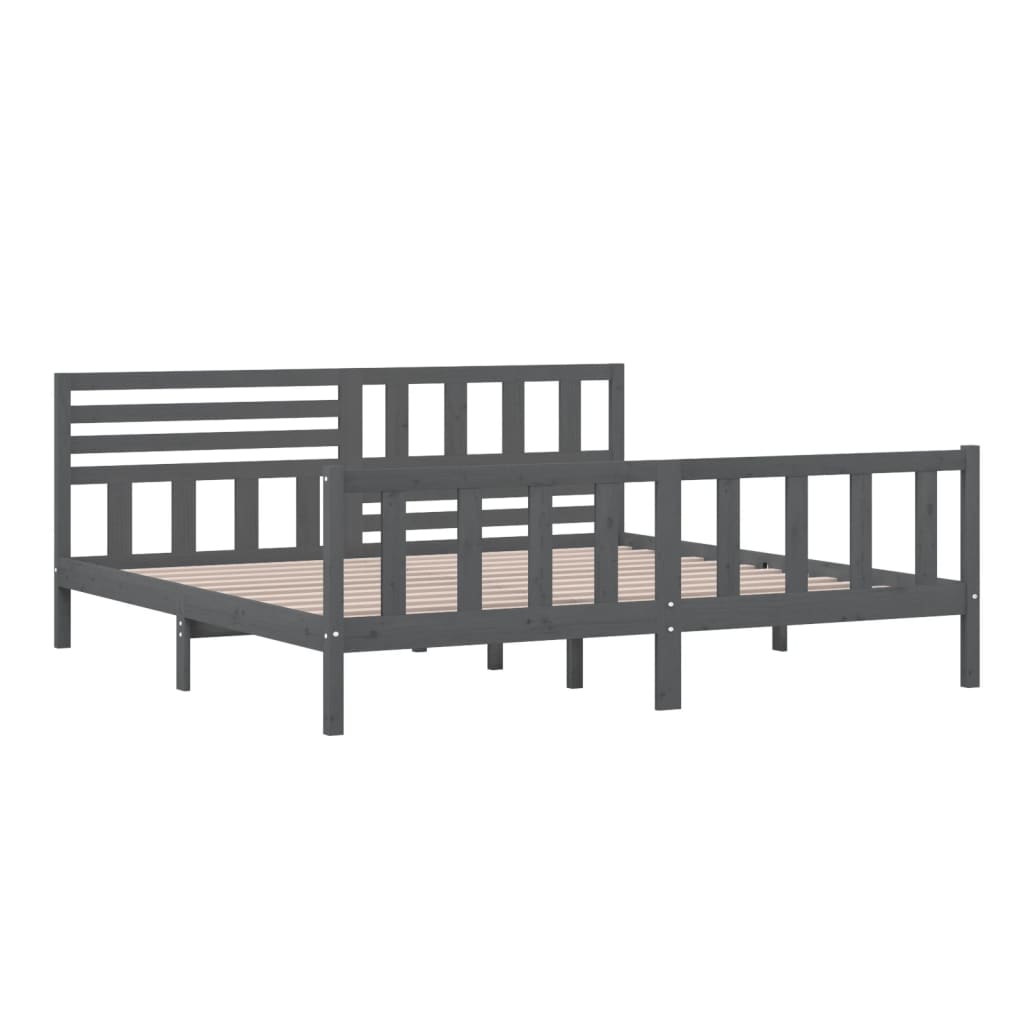 vidaXL Bed Frame without Mattress Grey Solid Wood 200x200 cm (810104+814166)