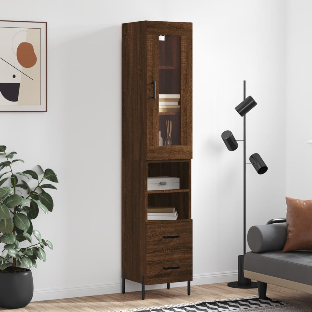 vidaXL Highboard Brown Oak 34.5x34x180 cm Engineered Wood