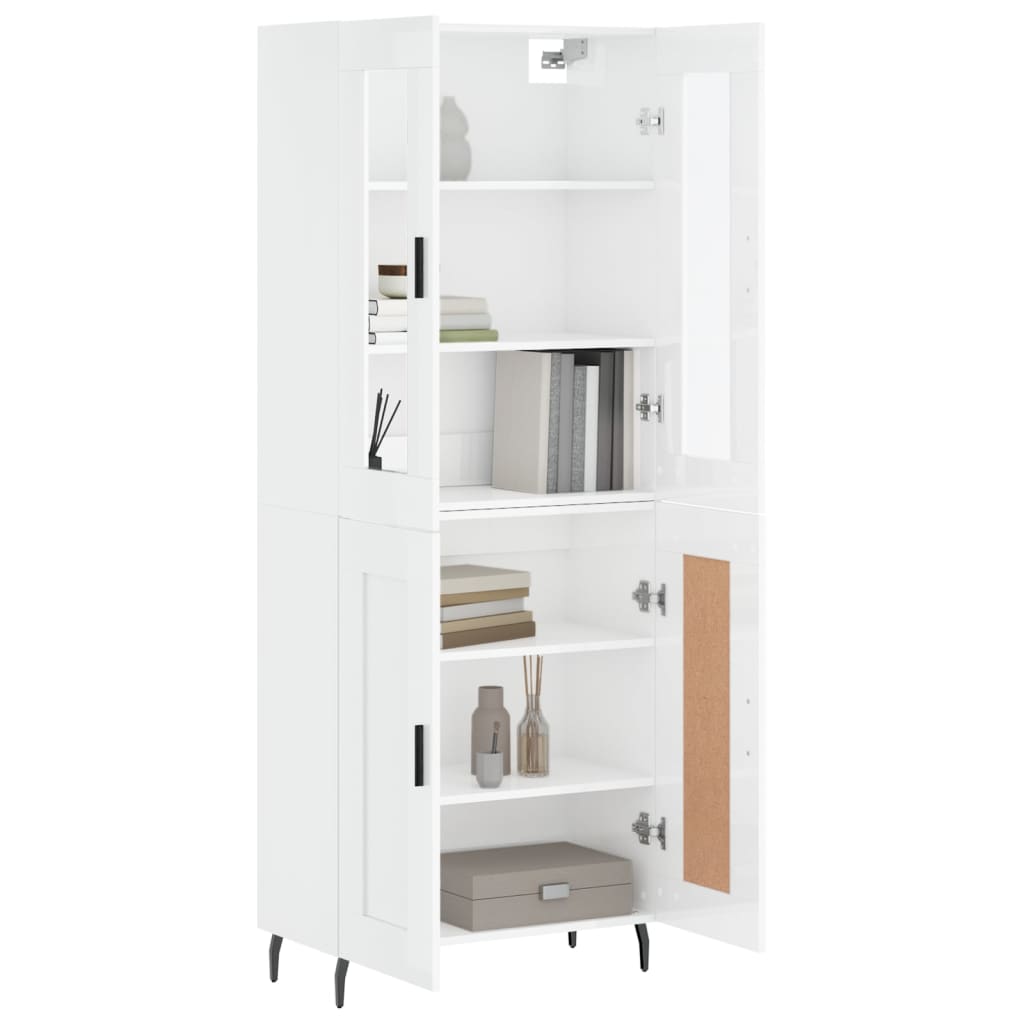 vidaXL Highboard High Gloss White 69.5x34x180 cm Engineered Wood