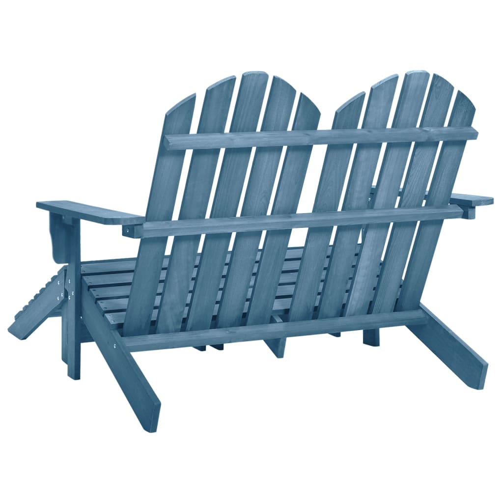 vidaXL 2-Seater Garden Adirondack Chair&Ottoman Fir Wood Blue