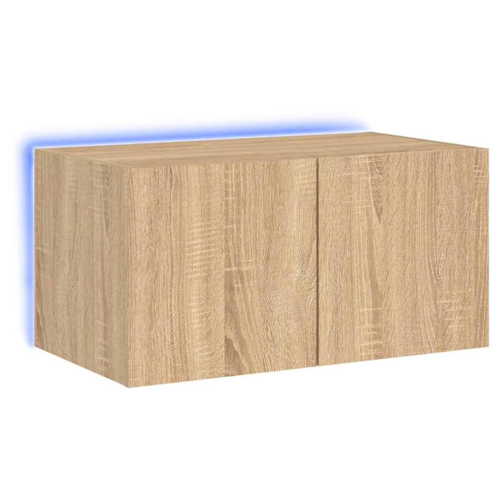 vidaXL TV Wall Cabinet with LED Lights Sonoma Oak 60x35x31 cm