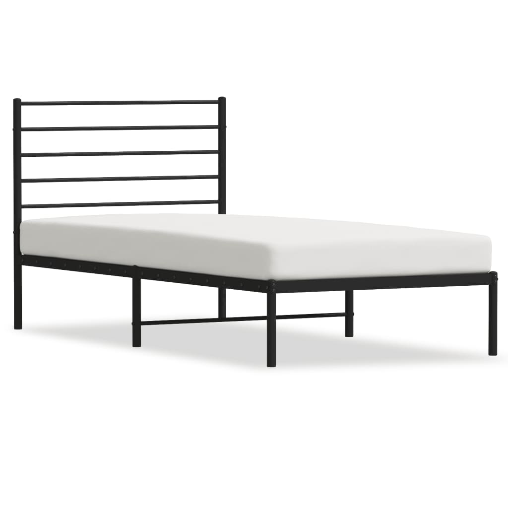 vidaXL Metal Bed Frame without Mattress with Headboard Black 80x200 cm