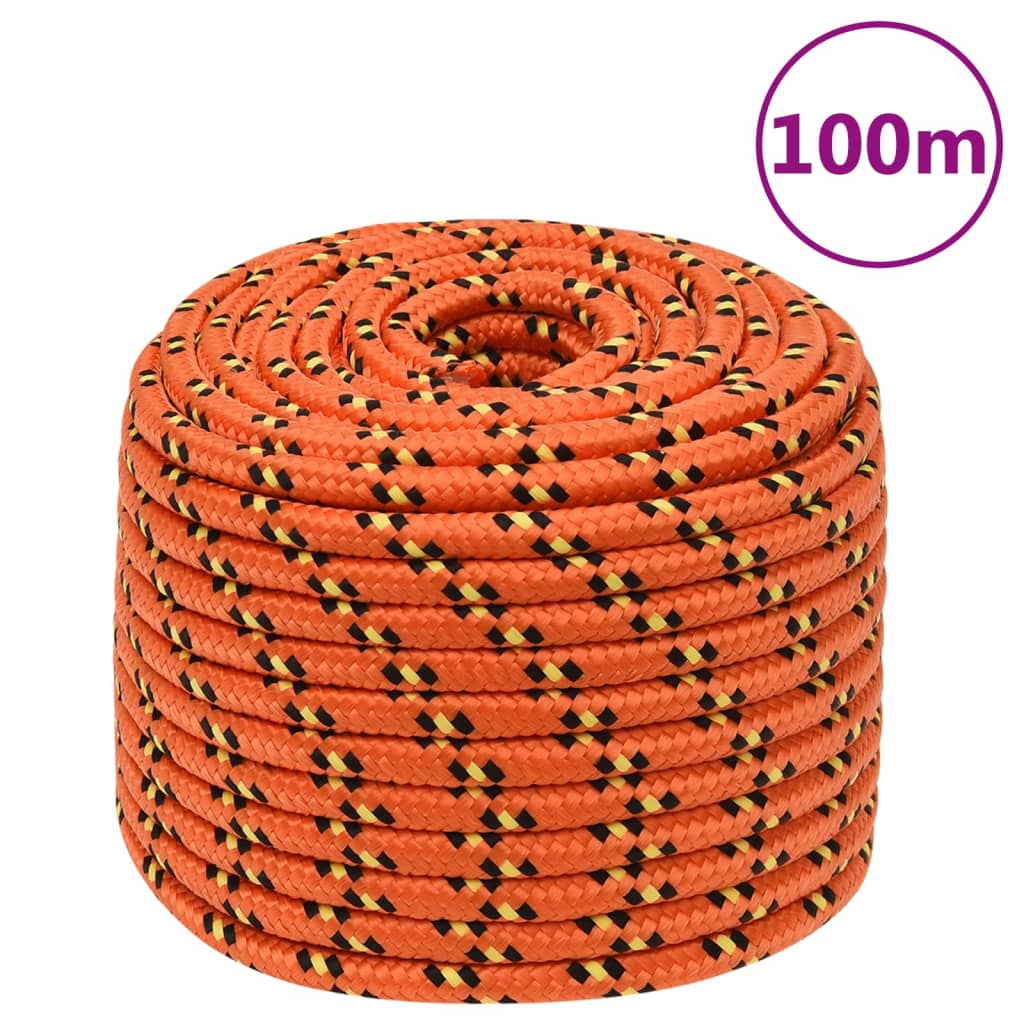 vidaXL Boat Rope Orange 14 mm 100 m Polypropylene