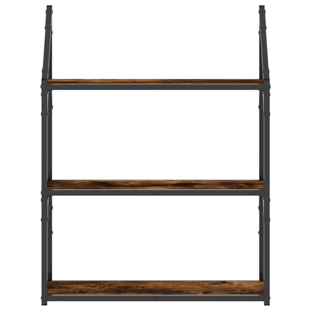 vidaXL 3-Tier Wall Shelf Smoked Oak 60x21x78.5 cm Engineered Wood