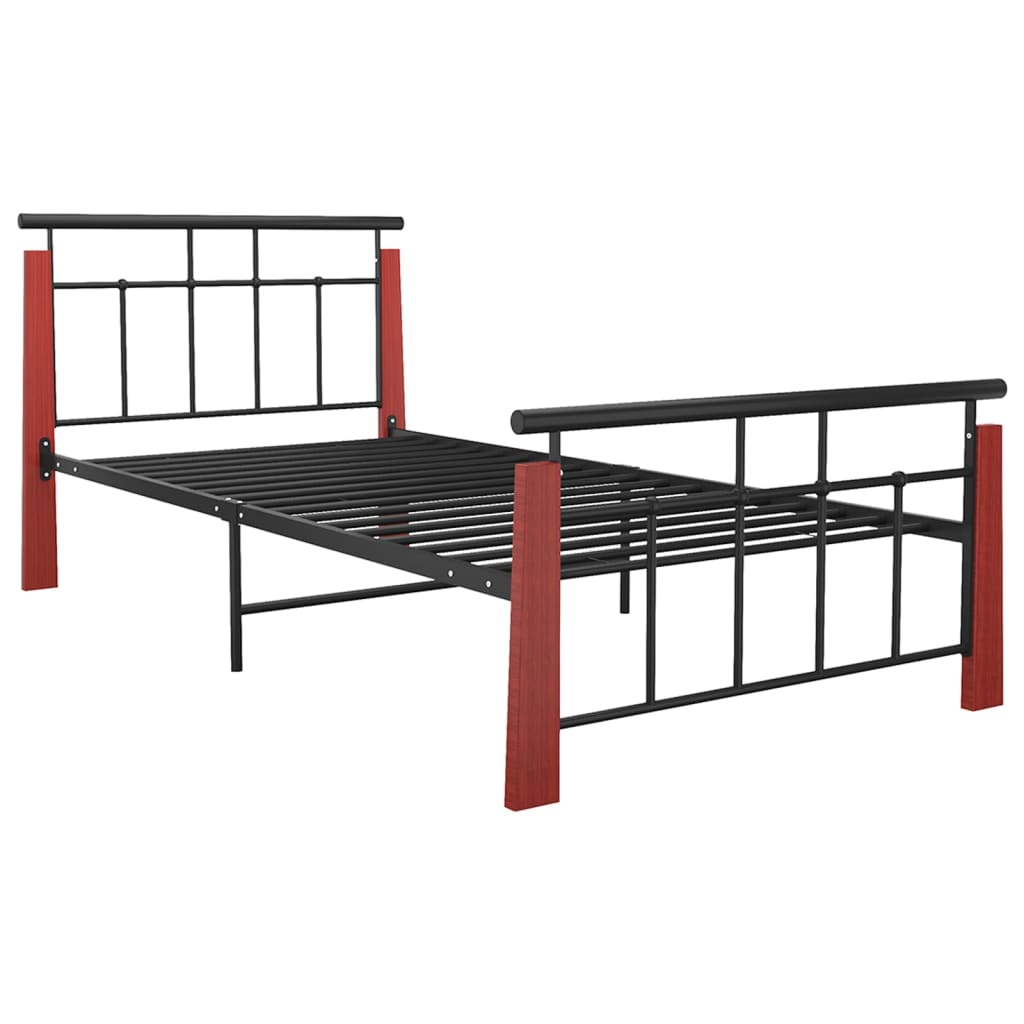 vidaXL Bed Frame without Mattress Metal and Solid Oak Wood 90x200 cm