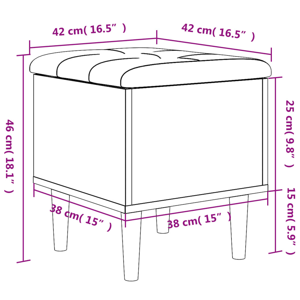 vidaXL Storage Bench Black 42x42x46 cm Engineered Wood