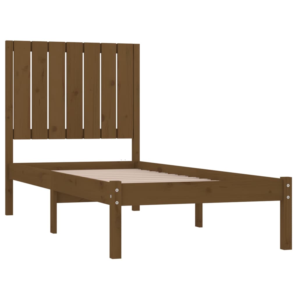 vidaXL Bed Frame without Mattress Honey Brown 75x190 cm Small Single Solid Wood