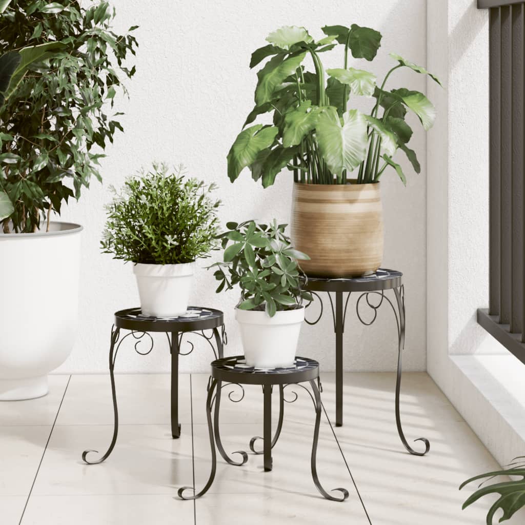 vidaXL Plant Stands 3 pcs Black and White Ceramic